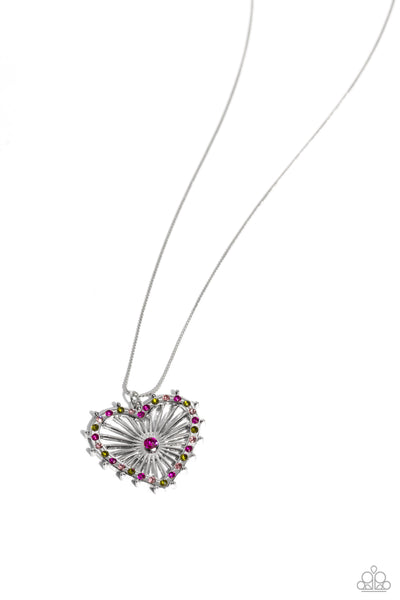 Paparazzi Flirting Ferris Wheel - Pink Heart Necklace