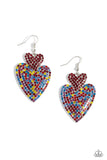 Paparazzi Flirting Flourish - Red Heart Earrings