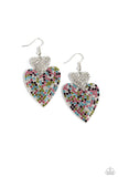 Paparazzi Flirting Flourish - White Heart Earrings