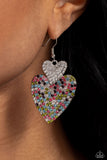 Paparazzi Flirting Flourish - White Heart Earrings