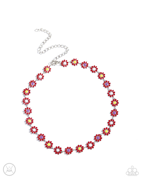 Paparazzi Floral Falsetto - Red Necklace