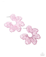 Paparazzi Floral Fame - Pink Hoops Earrings