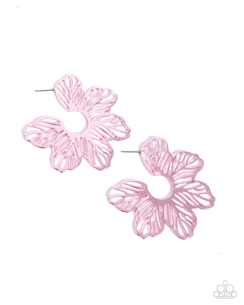 Paparazzi Floral Fame - Pink Hoops Earrings