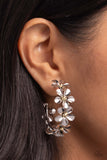 Paparazzi Floral Flamenco - Silver Flower Hoops