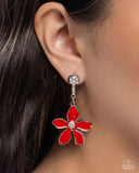 Paparazzi Floral Fleet- Red Earrings