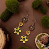 Paparazzi Floral Flock- Yellow Earrings