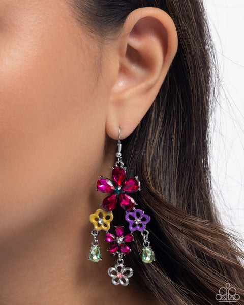 Paparazzi Floral Fountain- Pink Earrings