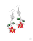 Paparazzi Floral Fractal- Red Earrings