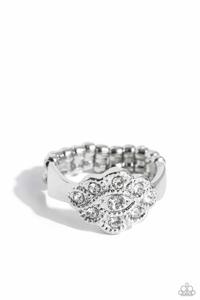 Paparazzi Floral Frou-Frou - White Ring