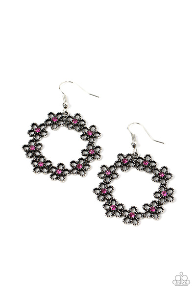 Paparazzi Floral Halos - Pink Flower Earrings