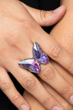 Paparazzi BLACK DIAMOND Paparazzi Fluorescent Flutter - Purple Butterfly Ring