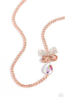 Paparazzi Fluttering Finesse - Rose Gold Necklace