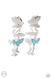 Paparazzi Flying Flashy - Blue Butterfly Earrings