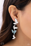Paparazzi Flying Flashy - Blue Butterfly Earrings