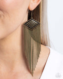 Paparazzi Forged Fringe- Brass Earrings