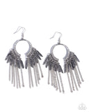 Paparazzi Free-Spirited Fringe- Silver Earrings