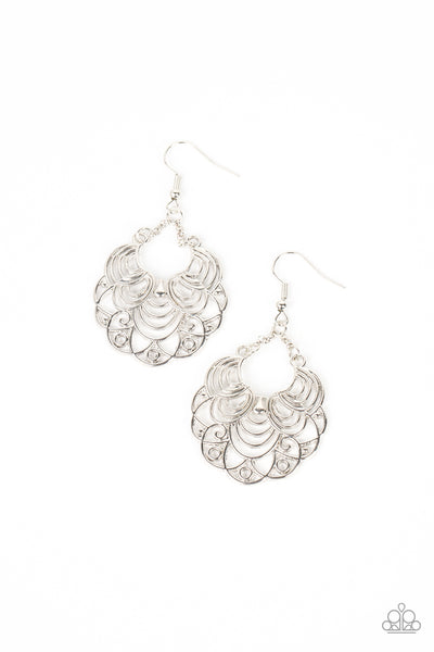 Paparazzi Frilly Finesse - Silver Earrings