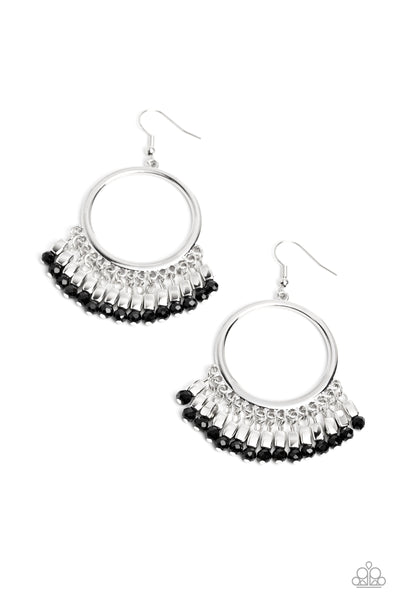 Paparazzi Fringe Fanfare - Black Beads Earrings