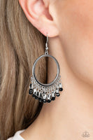 Paparazzi Fringe Fanfare - Black Beads Earrings