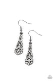 Paparazzi GLITZY on All Counts - Black Ribbons Floral Earrings