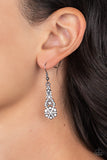 Paparazzi GLITZY on All Counts - Black Ribbons Floral Earrings