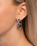 Paparazzi Geometric Glimpse - Black Hoops Earrings