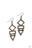 Paparazzi Glamorously Geometric - Brass Earrings