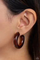 Paparazzi Glassy GAZE - Brown Hoops Earrings