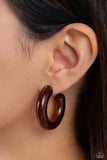 Paparazzi Glassy GAZE - Brown Hoops Earrings