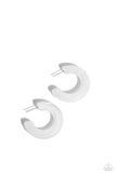 Paparazzi Glassy GAZE - White Hoops Earrings