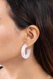 Paparazzi Glassy GAZE - White Hoops Earrings
