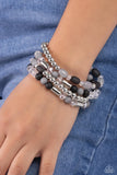 Paparazzi Glassy Gait - Black Stretchy Bracelet