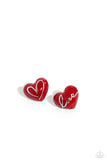 Paparazzi Glimmering Love - Red Heart Post Earrings