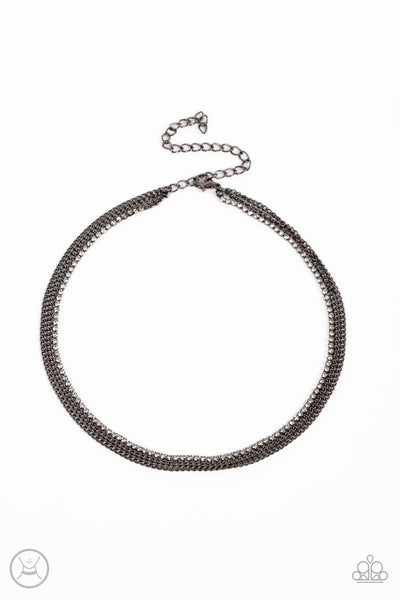 Paparazzi Glitzy Gusto - Black Rhiestones Chocker Necklace