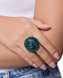 Paparazzi Glossy Game- Green Ring