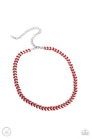 Paparazzi Grecian Grace - Red V-Shaped Grecian Wreath Necklace