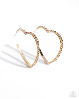 Paparazzi Halftime Hearts - Multi/Gold Hopp Earrings