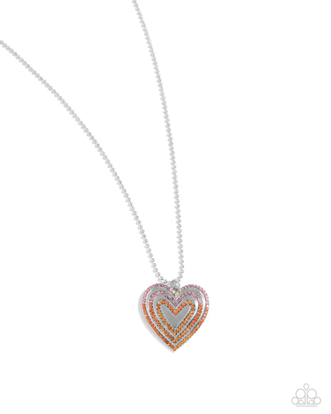 Paparazzi Hallucinatory Hearts - Orange Heart Necklace