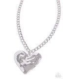 Paparazzi Hammered Heartthrob- Silver Heart Necklace