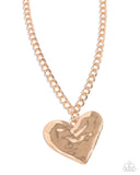 Paparazzi Hammered Heartthrob- Gold Heart Necklace