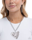 Paparazzi Hammered Heartthrob- Silver Heart Necklace