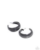 Paparazzi Hammered Heritage- Black Hoops Earrings