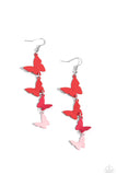 Paparazzi Haphazard Headliner - Red Butterfly Earrings