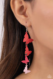 Paparazzi Haphazard Headliner - Red Butterfly Earrings