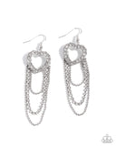 Paparazzi Haute Hangout- White Earrings