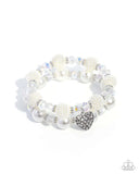 Paparazzi Heart Hustle - White Bracelet