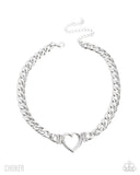 Paparazzi Heartfelt Hunch- White Heart Necklace