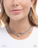 Paparazzi Heartfelt Hunch- White Heart Necklace