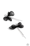 Paparazzi High-Class Heiress - Black Chiffon Fabric Earrings