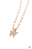 Paparazzi High-Flying Hangout - Rose Gold Butterfly Necklace